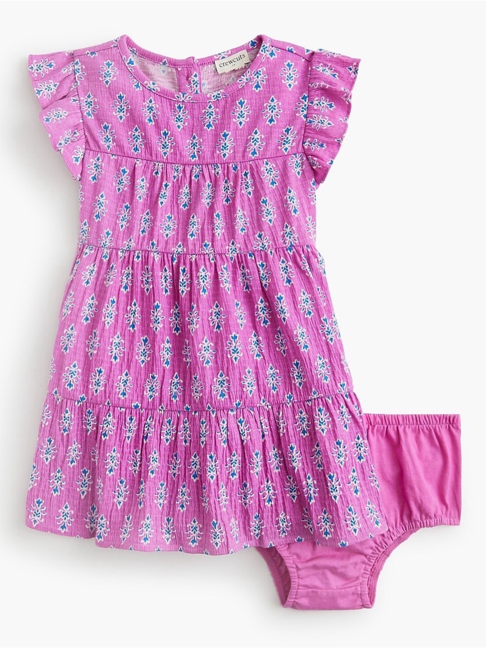 Crewcuts - Girls' Block-Print Crinkle-Knit Dress